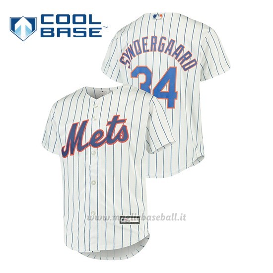 Maglia Baseball Bambino New Y Ork Mets Noah Syndergaard Cool Base Replica Bianco